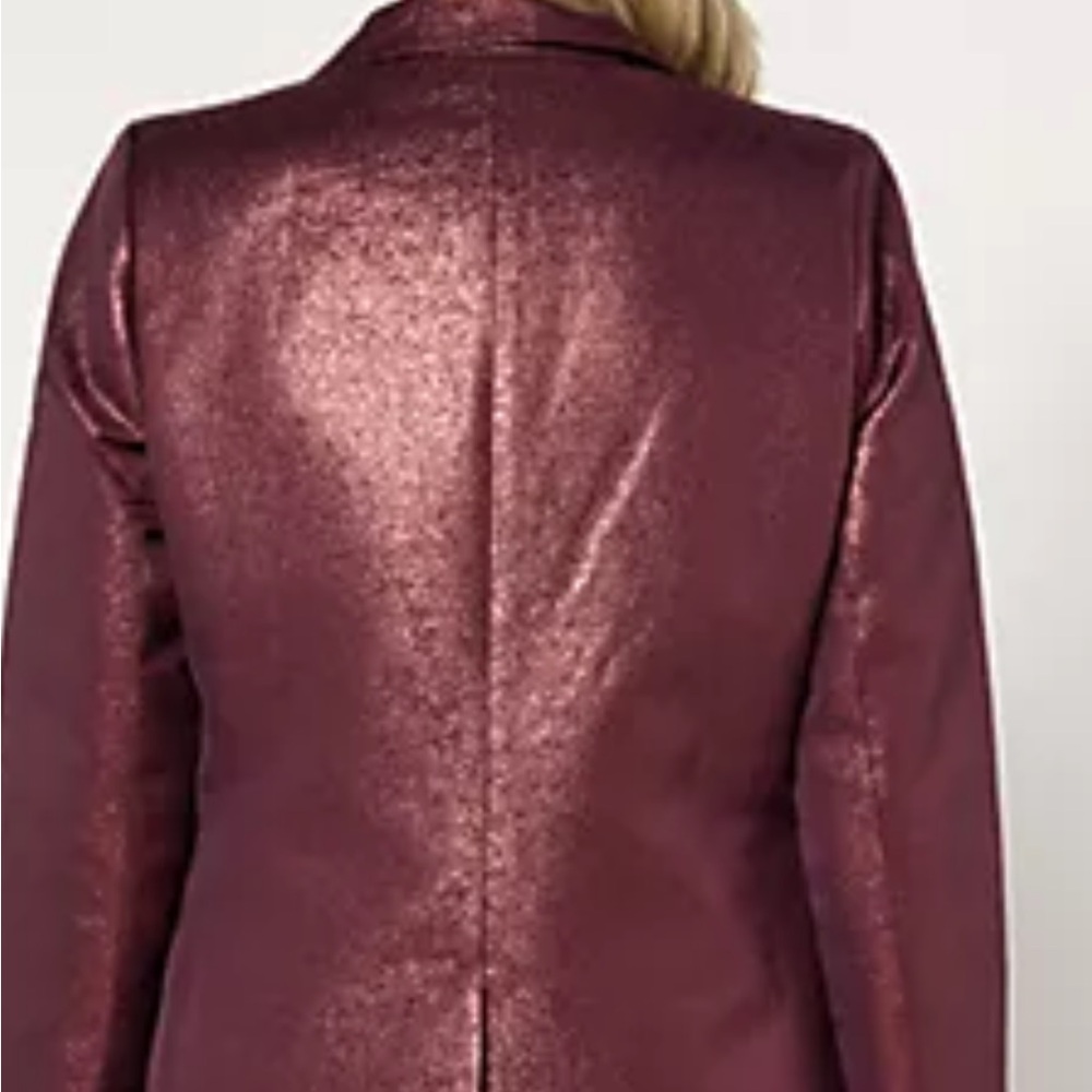 Joan Rivers Red Carpet Regular Metallic Shimmer Blazer - Emerald - Picture 3 of 7